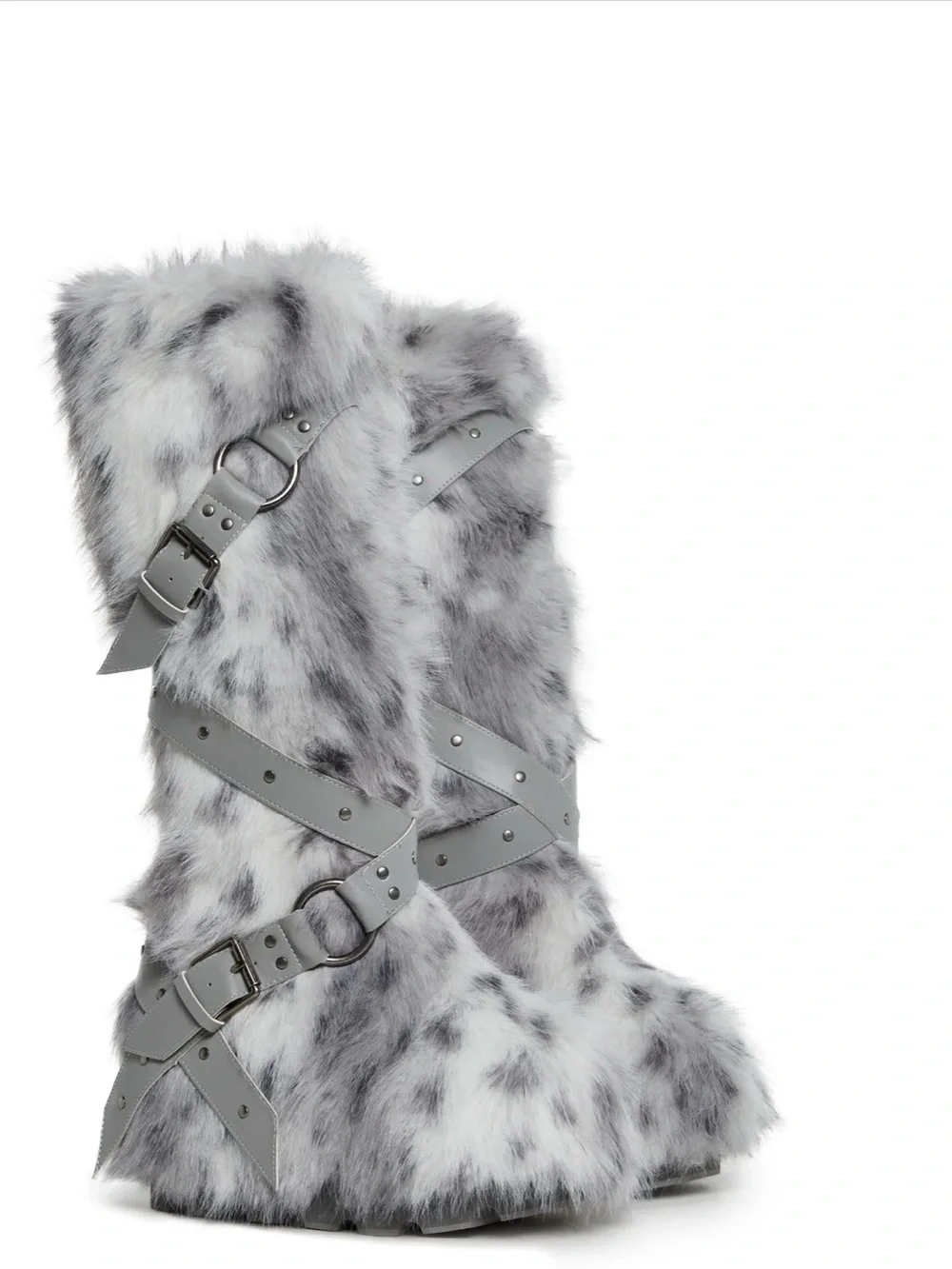 WILD INSTINCTS FAUX FUR BOOTS - WHITE